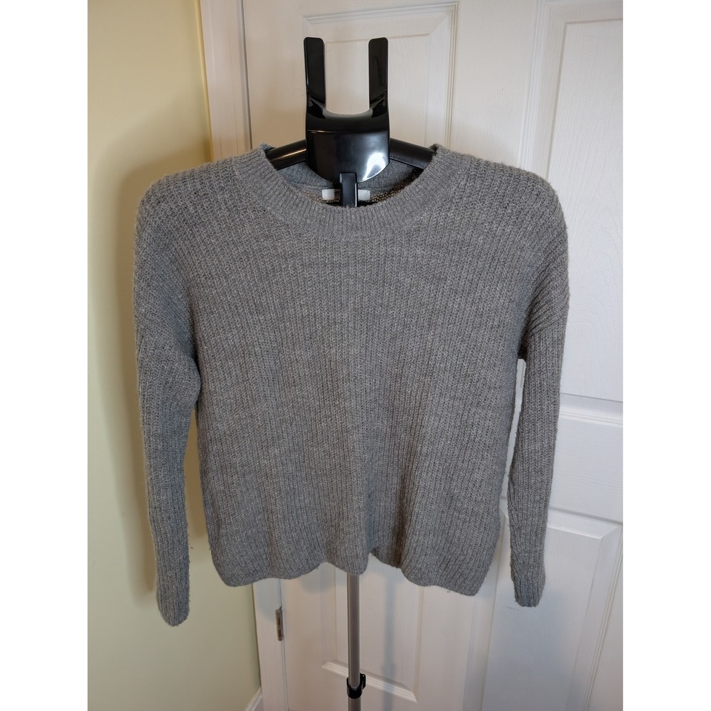 Madewell Sweater Womens Small Grey Alpaca Blend Ribbed Knit Crewneck Pullover